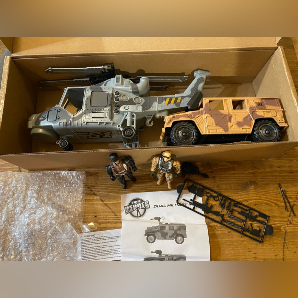 True Heroes military set helicopter and Truck with lights and sounds action